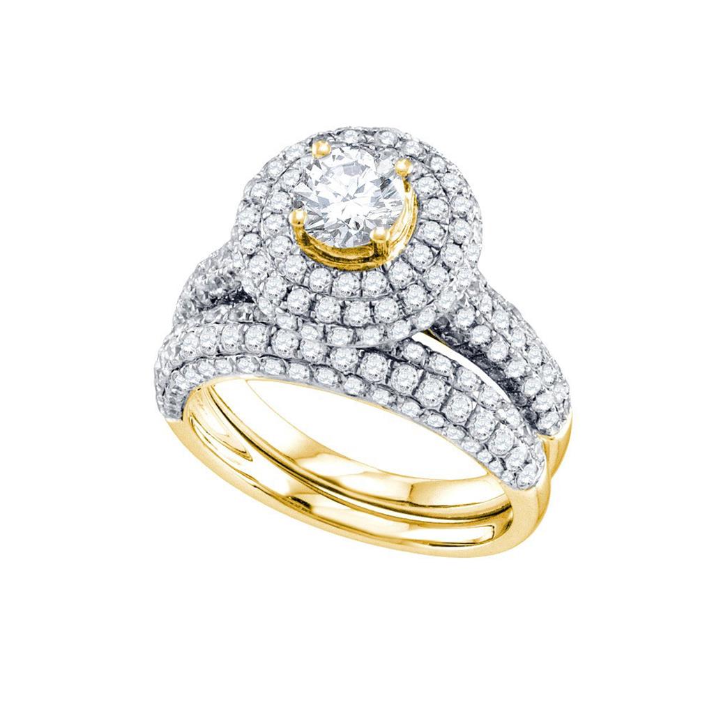 Image of ID 1 14k Yellow Gold Round Diamond Bridal Wedding Ring Set 2-1/5 Cttw