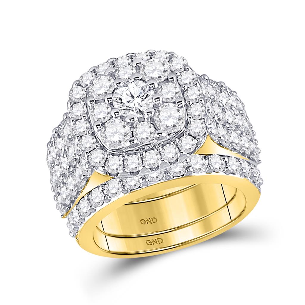 Image of ID 1 14k Yellow Gold Round Diamond Bridal Wedding Ring Set 3-3/4 Cttw
