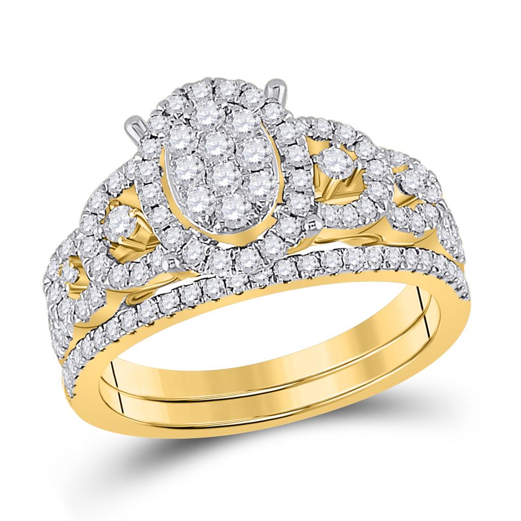 Image of ID 1 14k Yellow Gold Round Diamond Bridal Wedding Ring Set 7/8 Cttw