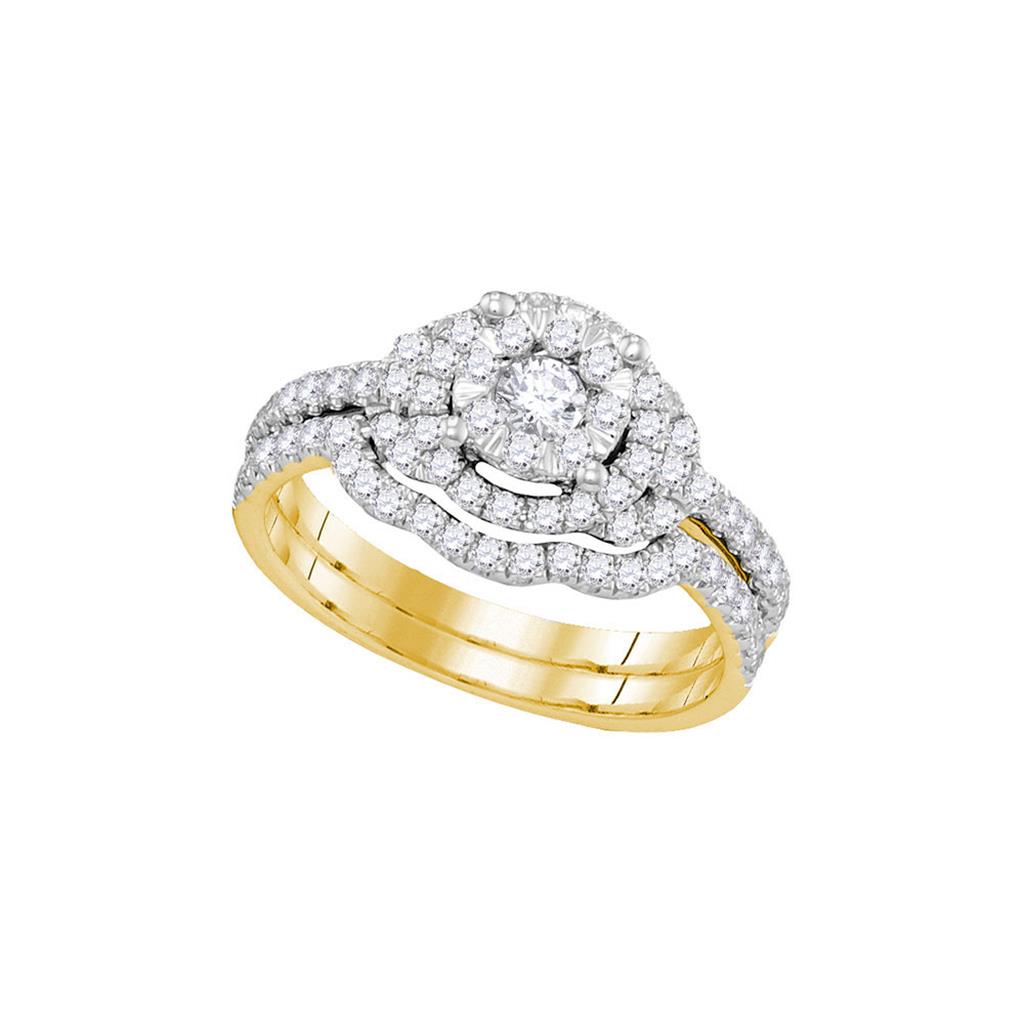 Image of ID 1 14k Yellow Gold Round Diamond Bridal Wedding Ring Set 7/8 Cttw (Certified)