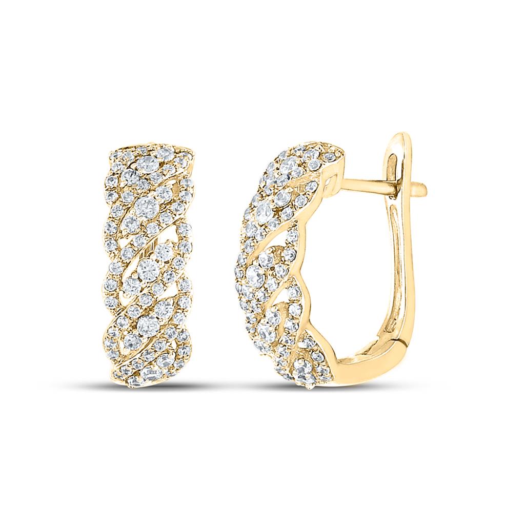 Image of ID 1 14k Yellow Gold Round Diamond Cascading Hoop Earrings 5/8 Cttw