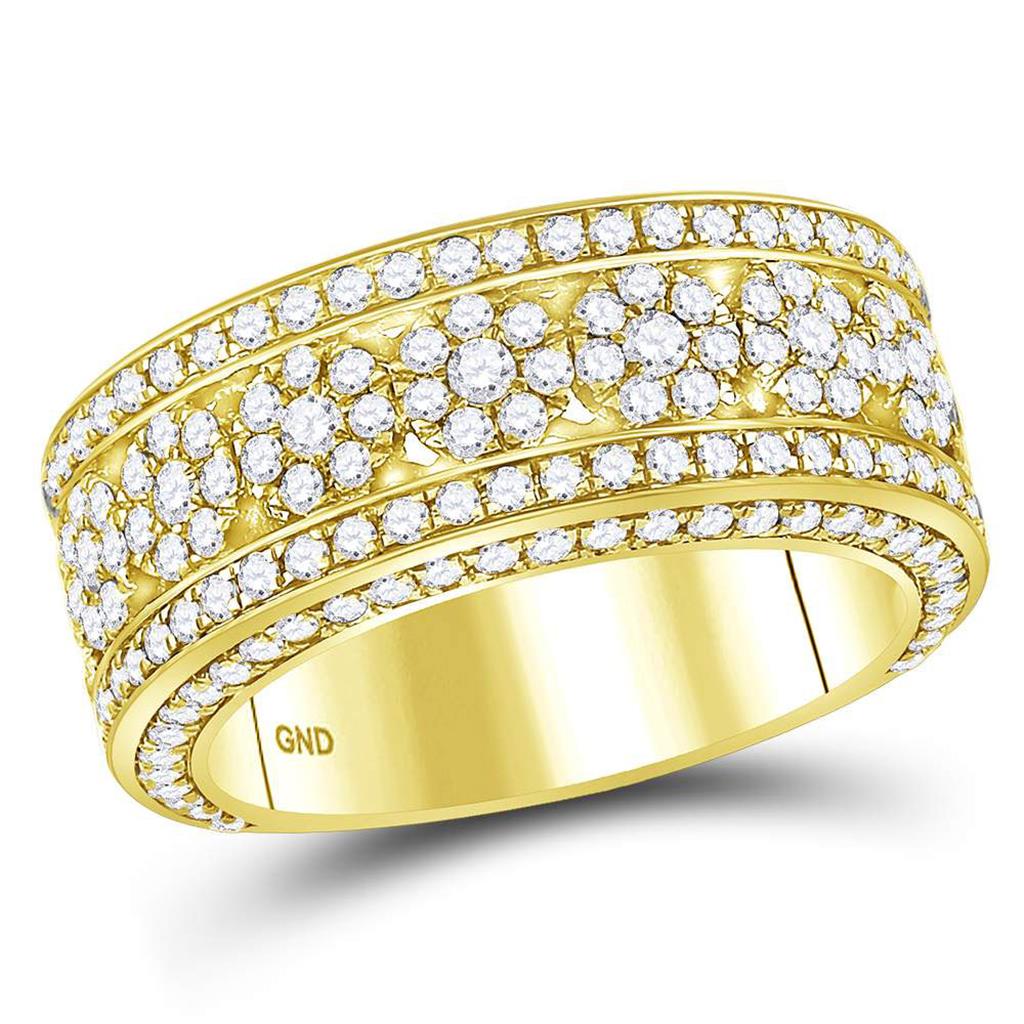 Image of ID 1 14k Yellow Gold Round Diamond Cluster Band Ring 2-5/8 Cttw