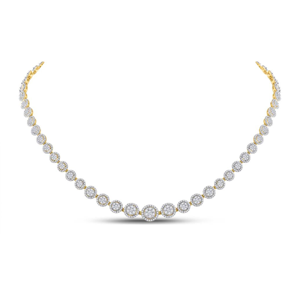 Image of ID 1 14k Yellow Gold Round Diamond Cluster Cocktail Necklace 4-7/8 Ctw