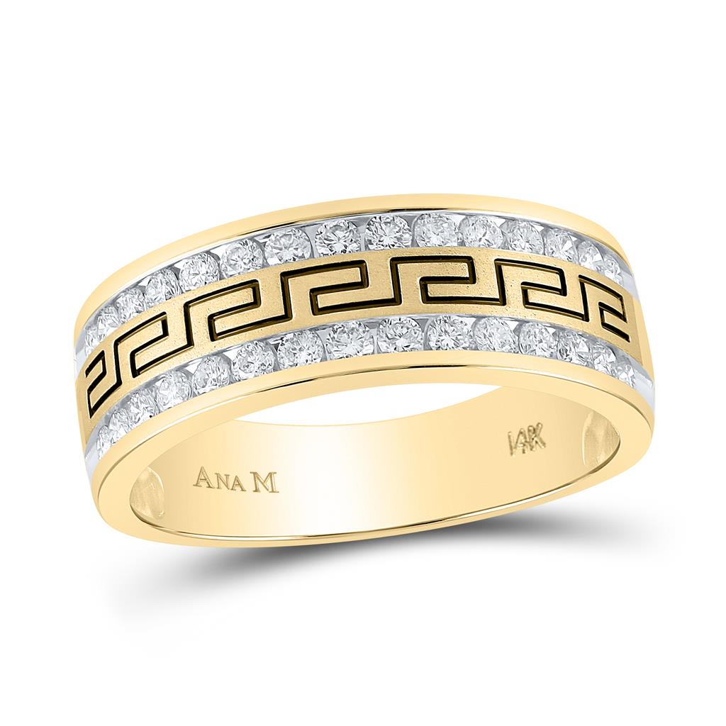 Image of ID 1 14k Yellow Gold Round Diamond Double Row Wedding Band Ring 3/4 Cttw