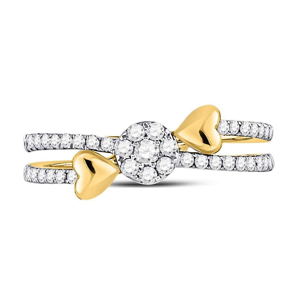 Image of ID 1 14k Yellow Gold Round Diamond Fashion Heart Ring 1/3 Cttw