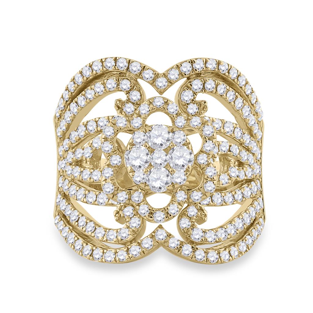 Image of ID 1 14k Yellow Gold Round Diamond Fashion Ring 1-1/2 Cttw