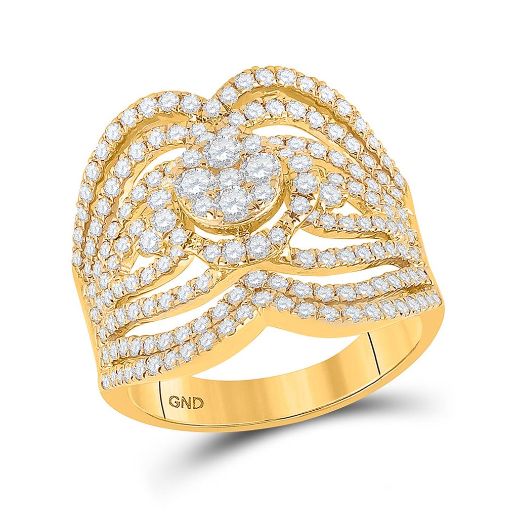 Image of ID 1 14k Yellow Gold Round Diamond Fashion Ring 1-3/4 Cttw