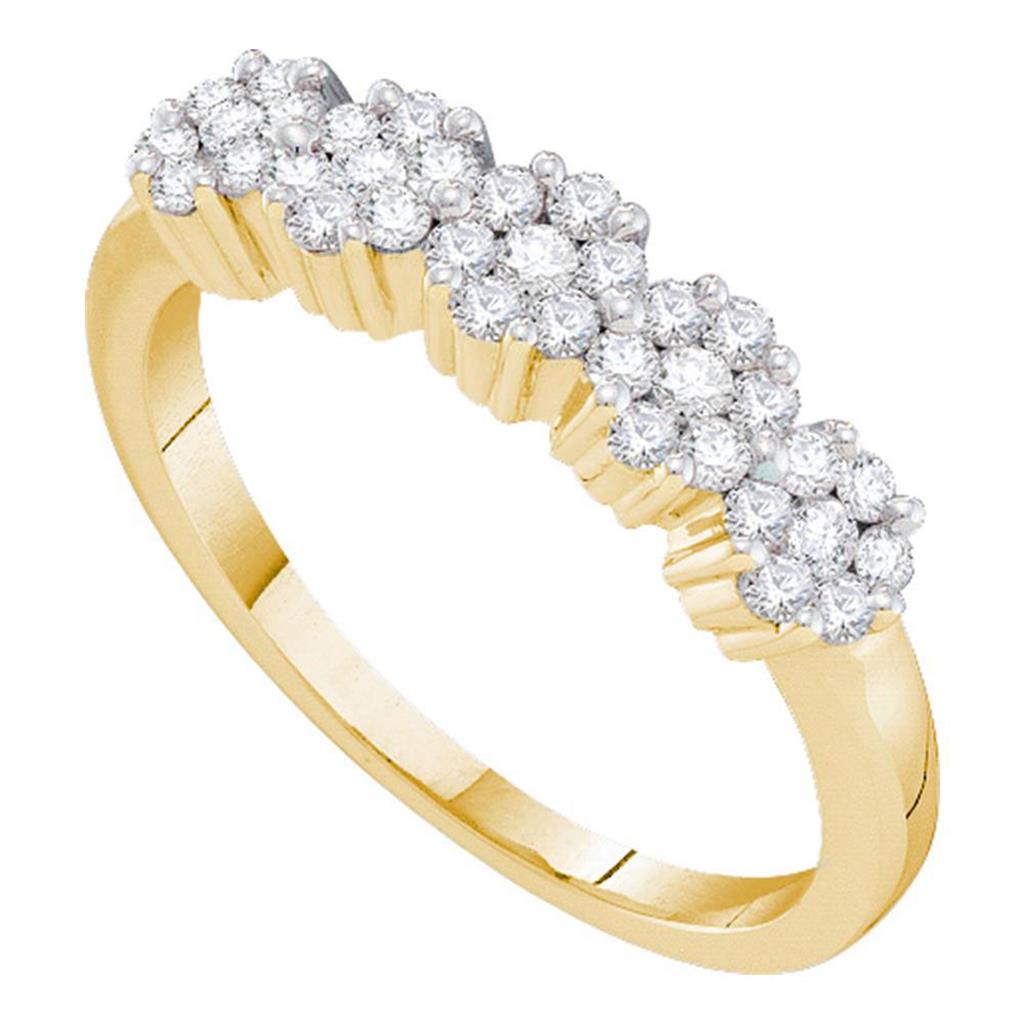 Image of ID 1 14k Yellow Gold Round Diamond Flower Cluster Band Ring 1/2 Cttw