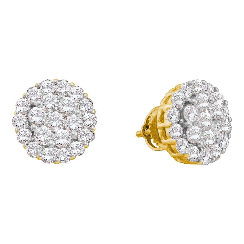 Image of ID 1 14k Yellow Gold Round Diamond Flower Cluster Earrings 2 Cttw