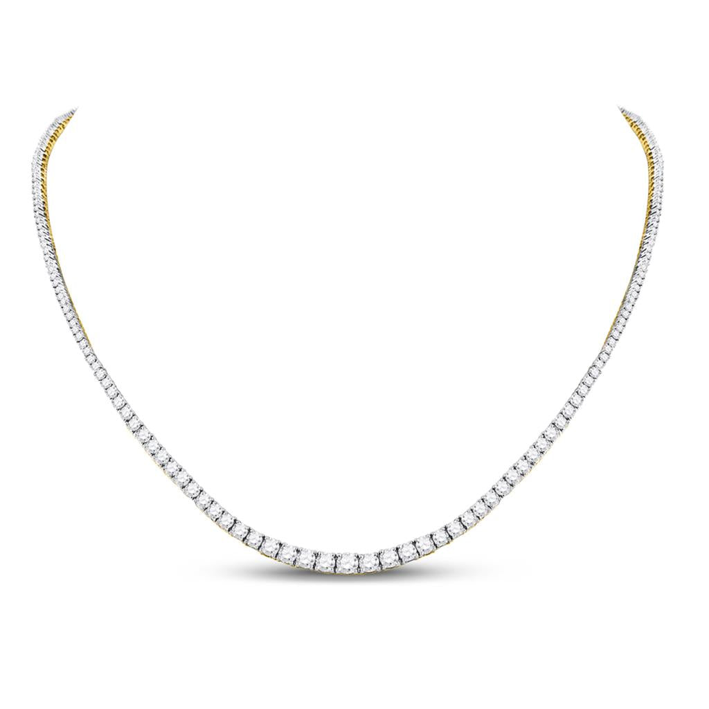 Image of ID 1 14k Yellow Gold Round Diamond Graduated Cocktail Necklace 9 Ctw