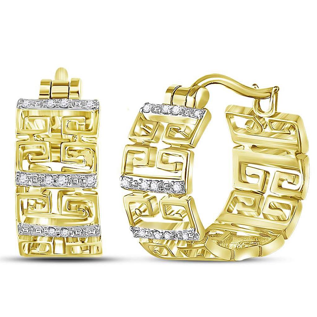 Image of ID 1 14k Yellow Gold Round Diamond Huggie Earrings 1/10 Cttw
