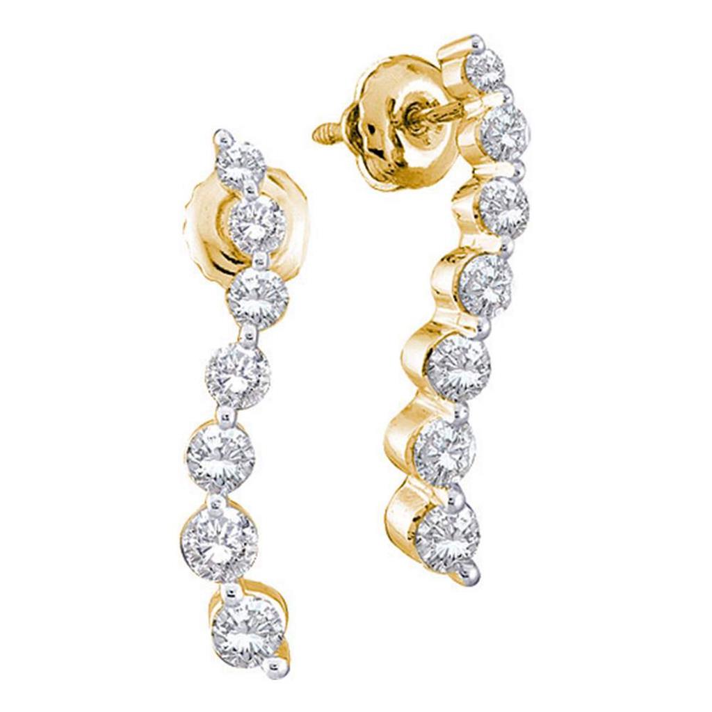 Image of ID 1 14k Yellow Gold Round Diamond Journey Earrings 1/2 Cttw