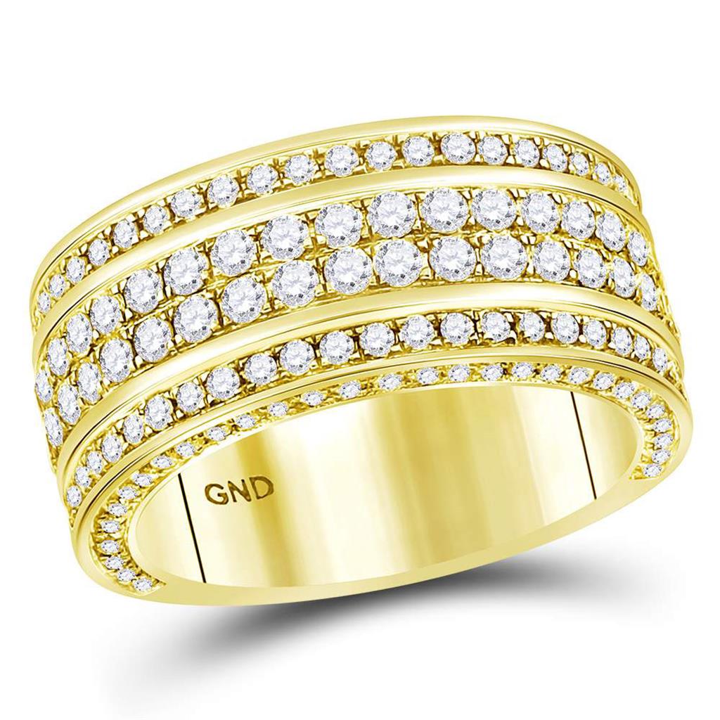 Image of ID 1 14k Yellow Gold Round Diamond Luxury Lined Band Ring 2-3/4 Cttw
