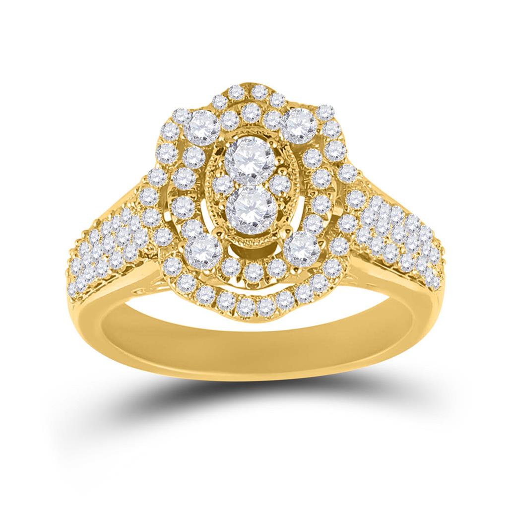 Image of ID 1 14k Yellow Gold Round Diamond Oval Ring 1 Cttw