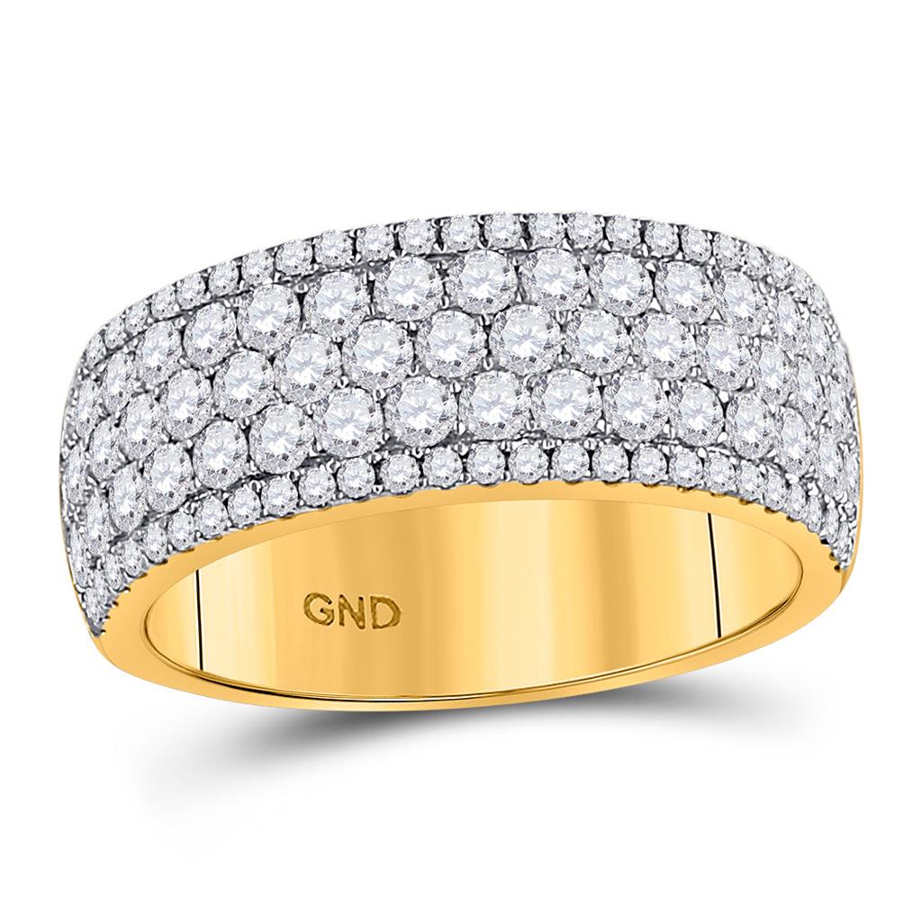 Image of ID 1 14k Yellow Gold Round Diamond Pave Fashion Band Ring 2 Cttw