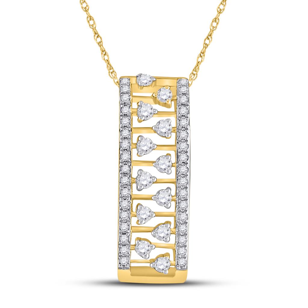 Image of ID 1 14k Yellow Gold Round Diamond Rectangular Fashion Necklace 1/3 Cttw