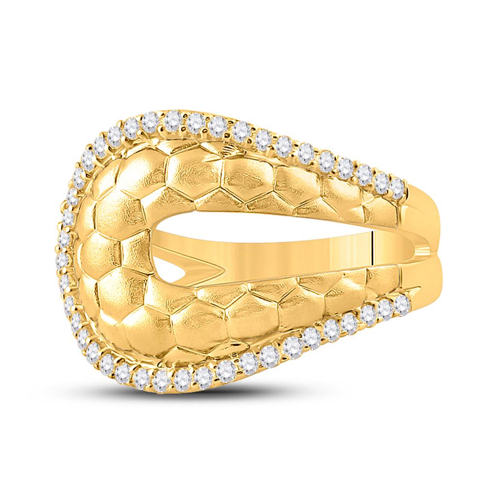 Image of ID 1 14k Yellow Gold Round Diamond Scale Fashion Ring 1/4 Cttw