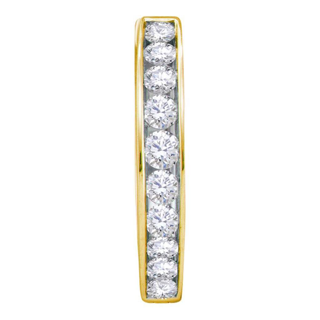 Image of ID 1 14k Yellow Gold Round Diamond Single Row Hoop Earrings 1-1/3 Cttw
