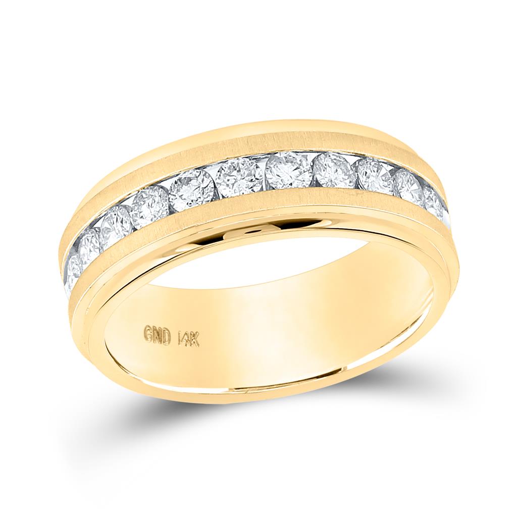 Image of ID 1 14k Yellow Gold Round Diamond Single Row Wedding Band Ring 1 Cttw