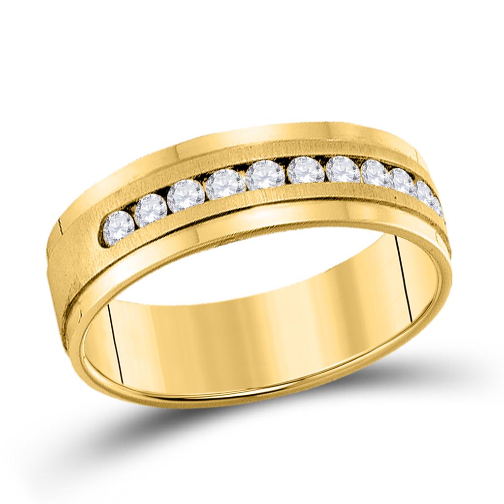 Image of ID 1 14k Yellow Gold Round Diamond Single Row Wedding Band Ring 1/2 Cttw