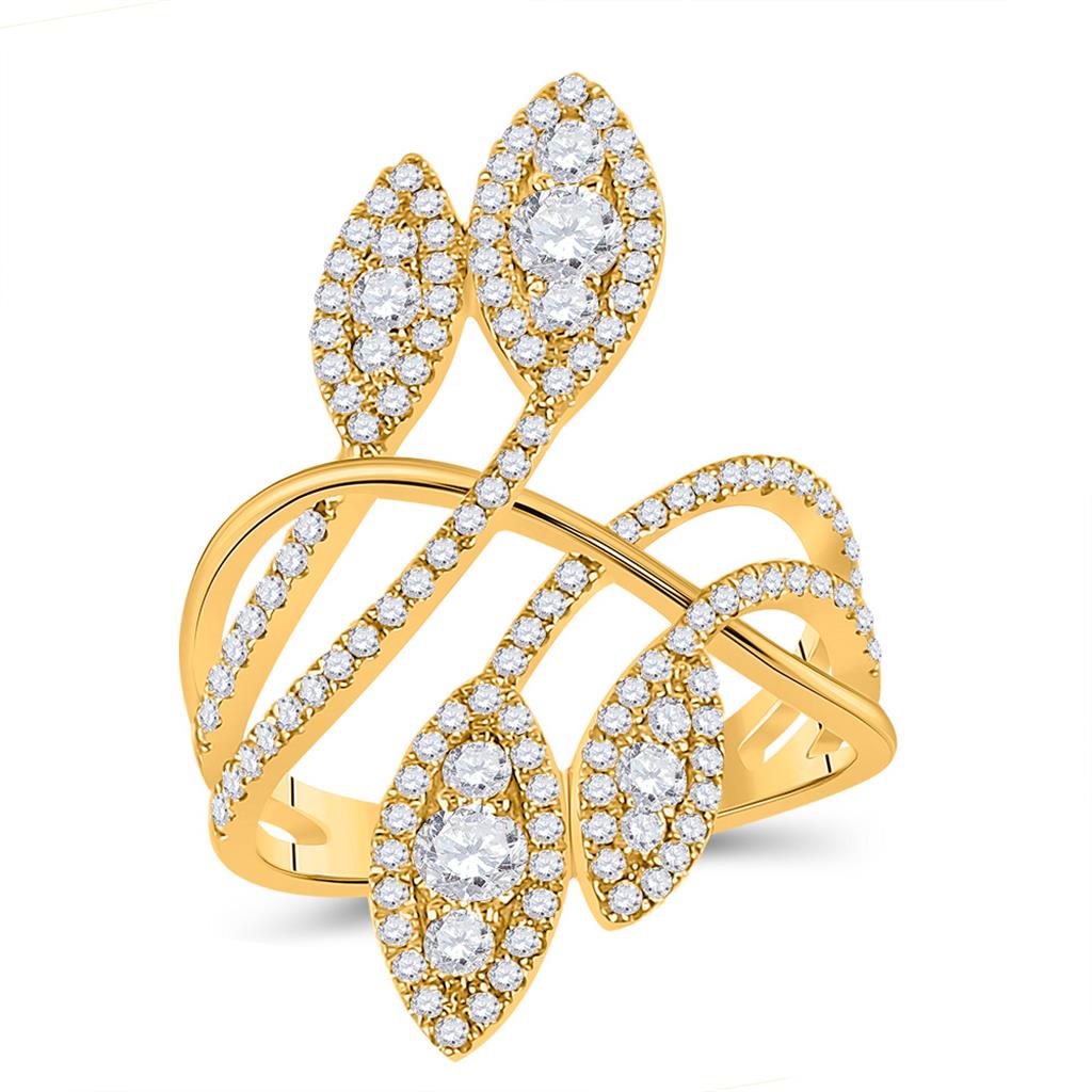 Image of ID 1 14k Yellow Gold Round Diamond Statement Fashion Ring 1-1/5 Cttw