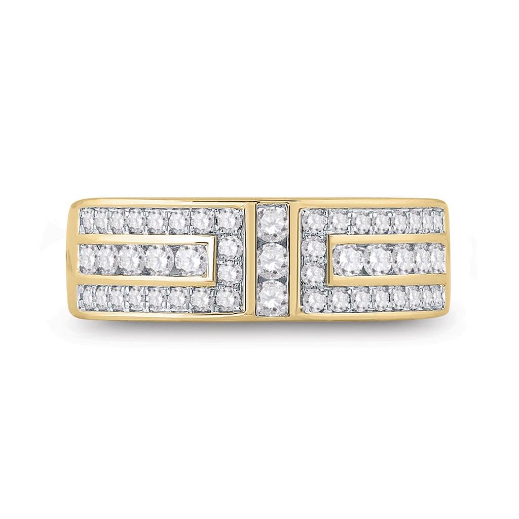 Image of ID 1 14k Yellow Gold Round Diamond Symmetrical Wedding Band Ring 1 Cttw