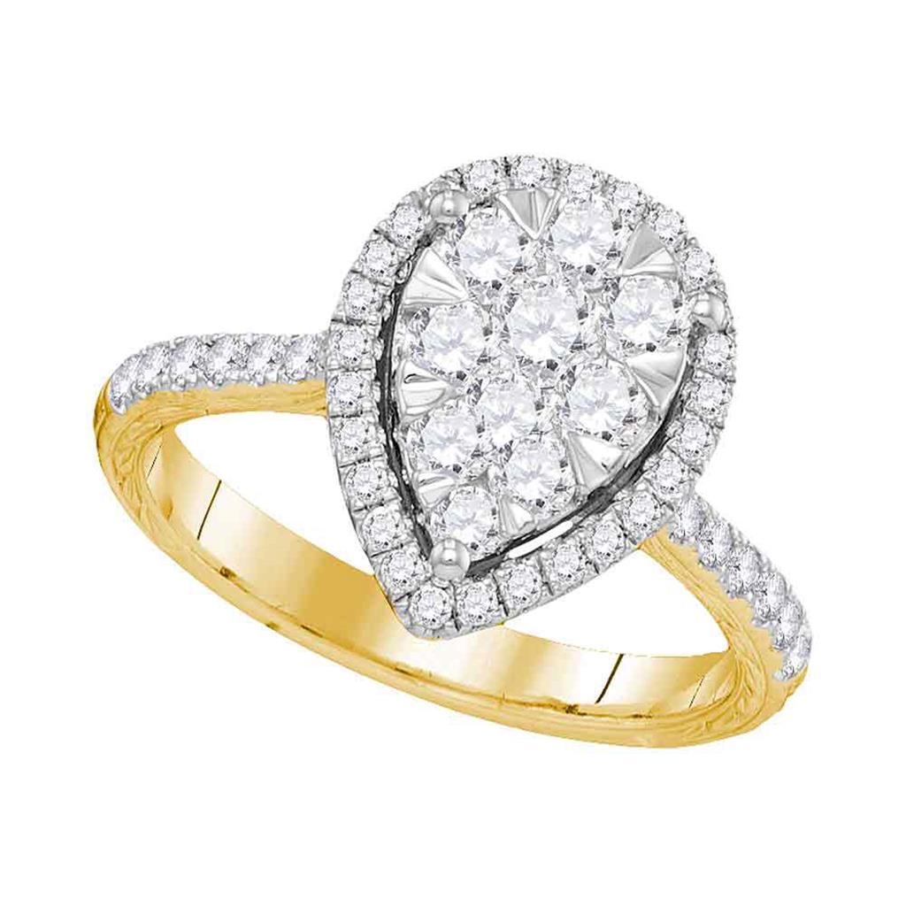 Image of ID 1 14k Yellow Gold Round Diamond Teardrop Bridal Engagement Ring 1 Cttw