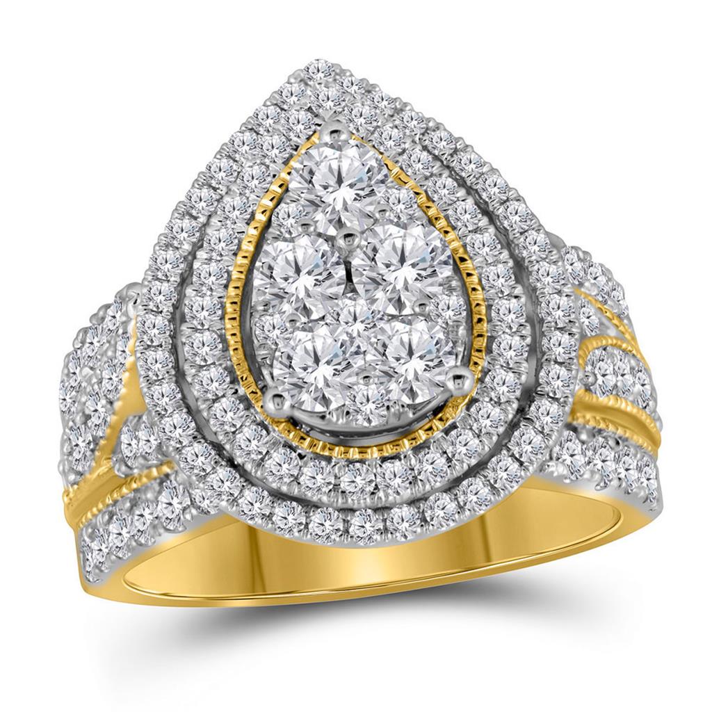 Image of ID 1 14k Yellow Gold Round Diamond Teardrop Bridal Engagement Ring 2 Cttw