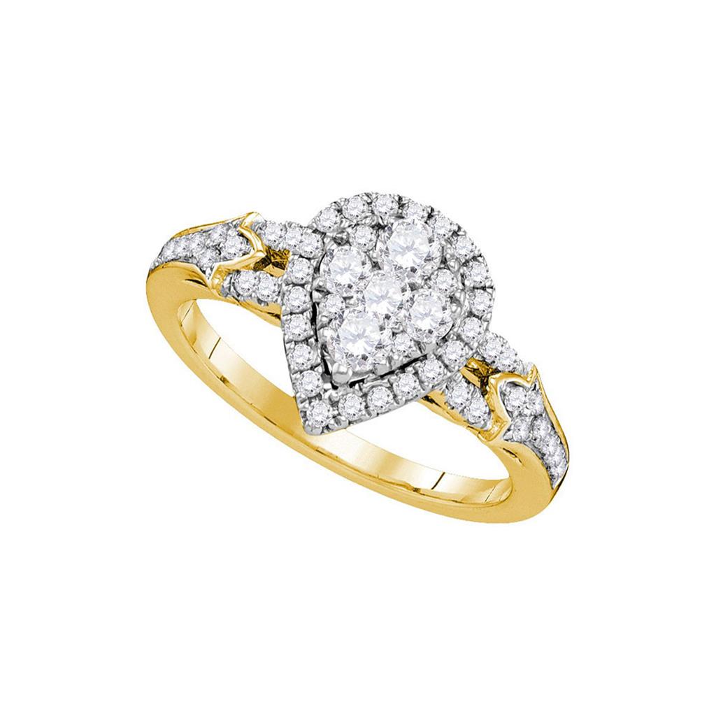 Image of ID 1 14k Yellow Gold Round Diamond Teardrop Bridal Engagement Ring 3/4 Cttw
