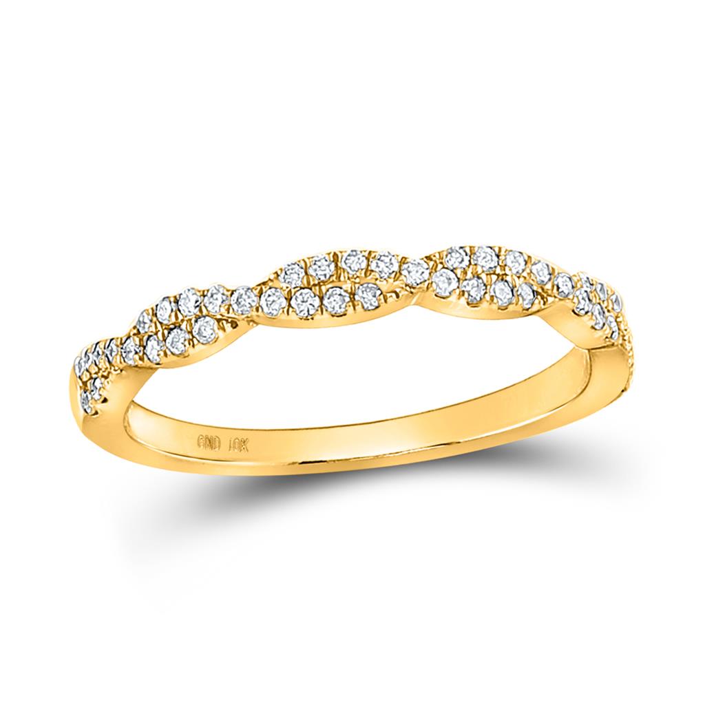 Image of ID 1 14k Yellow Gold Round Diamond Twist Stackable Band Ring 1/4 Cttw