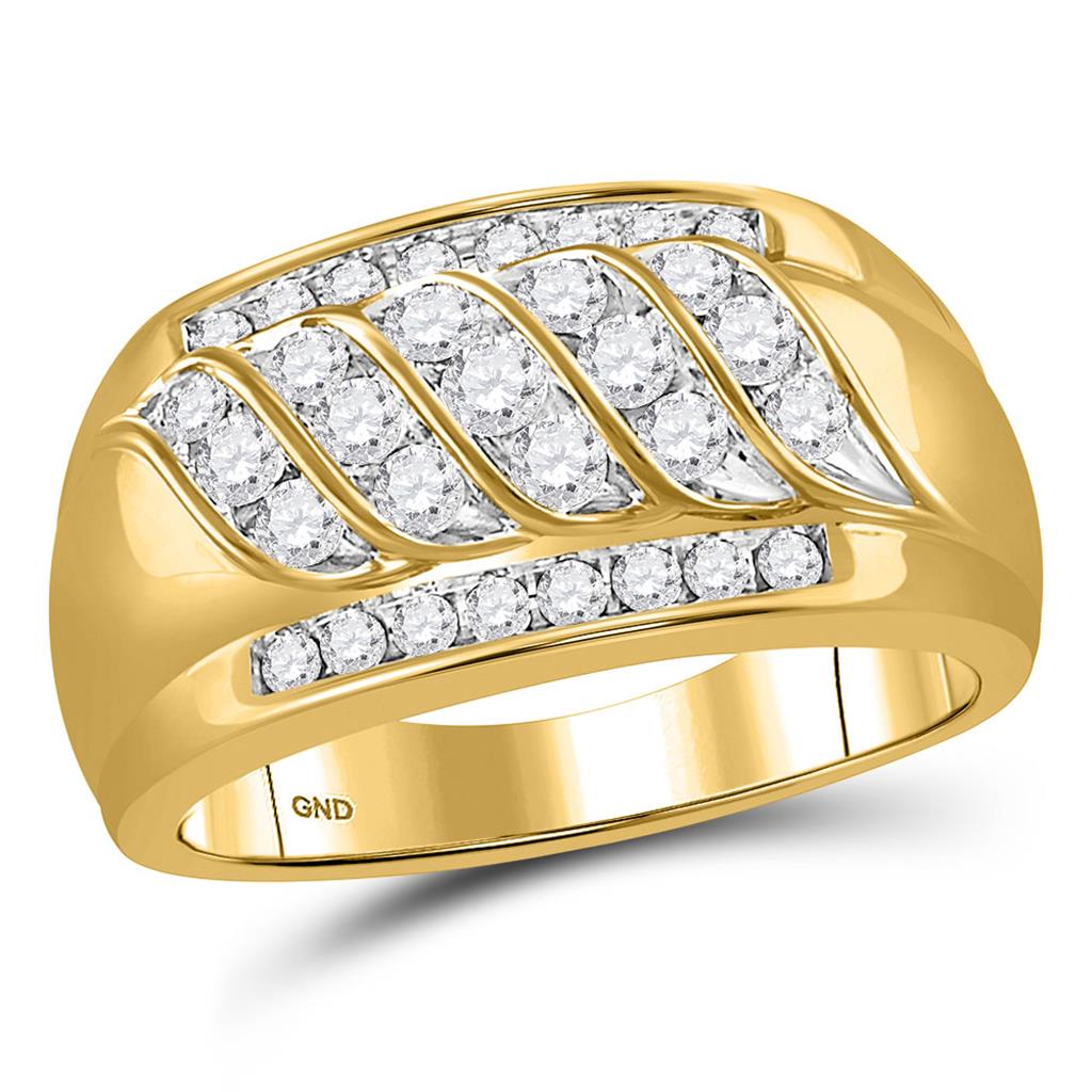 Image of ID 1 14k Yellow Gold Round Diamond Wedding Band Ring 1 Cttw