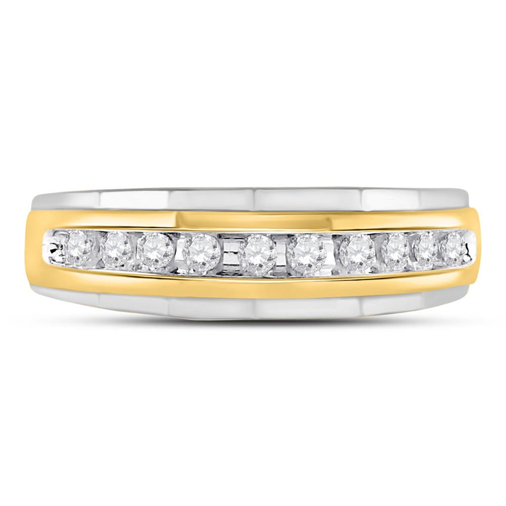 Image of ID 1 14k Yellow Gold Round Diamond Wedding Band Ring 1/4 Cttw