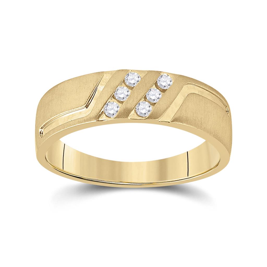 Image of ID 1 14k Yellow Gold Round Diamond Wedding Band Ring 1/6 Cttw