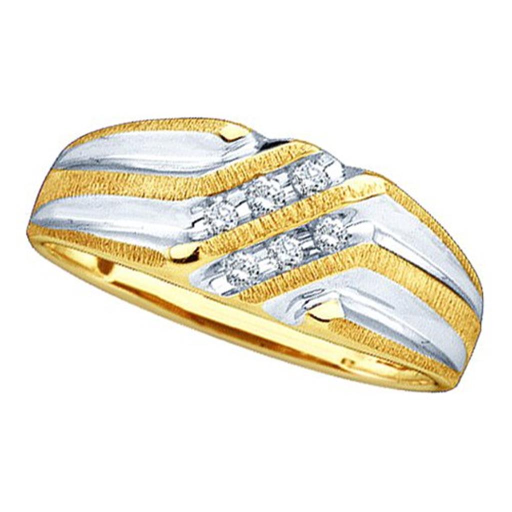 Image of ID 1 14k Yellow Gold Round Diamond Wedding Band Ring 1/8 Cttw
