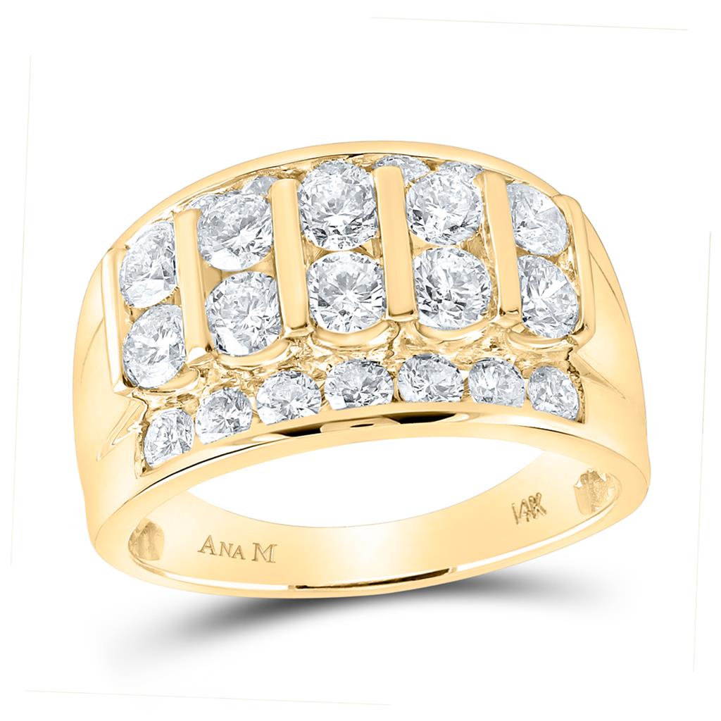 Image of ID 1 14k Yellow Gold Round Diamond Wedding Band Ring 3 Cttw
