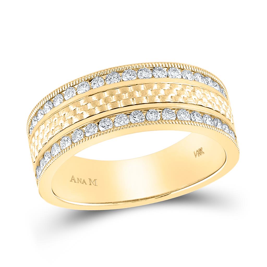 Image of ID 1 14k Yellow Gold Round Diamond Wedding Band Ring 3/4 Cttw