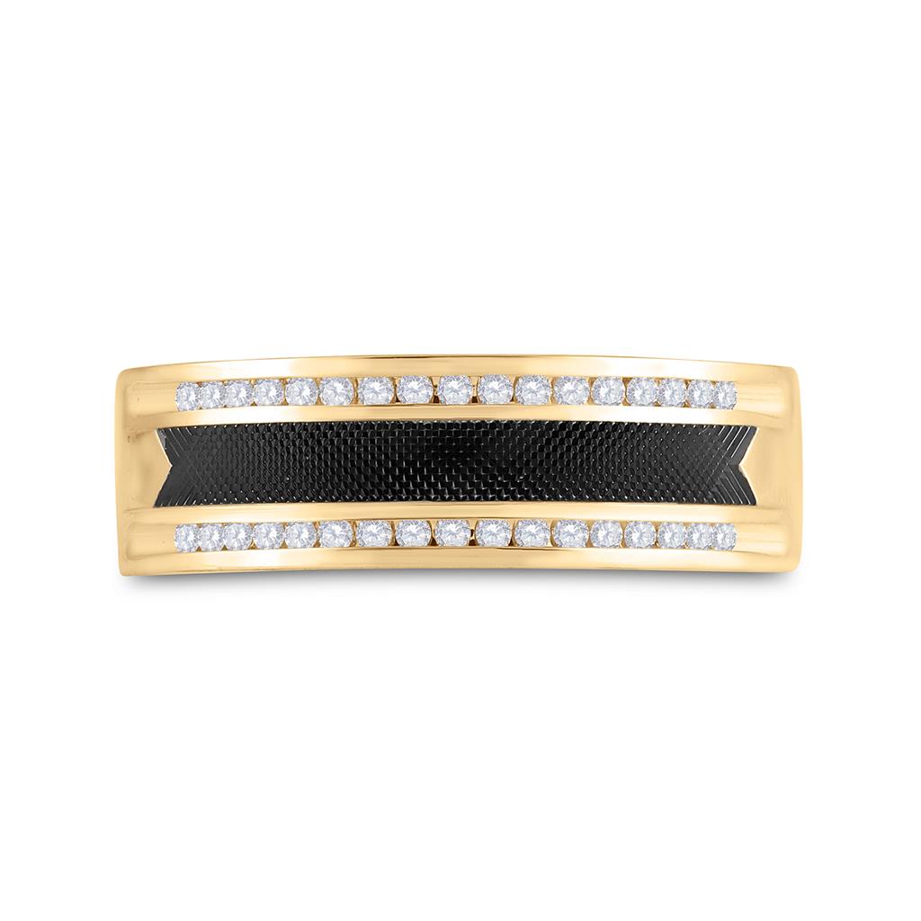 Image of ID 1 14k Yellow Gold Round Diamond Wedding Black-tone Band Ring 1/4 Cttw