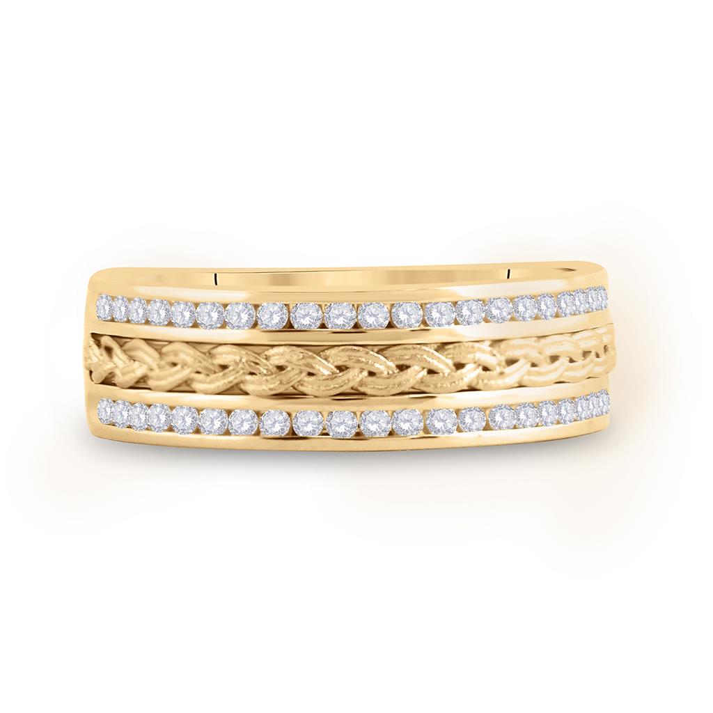 Image of ID 1 14k Yellow Gold Round Diamond Wedding Braided Band Ring 1/2 Cttw