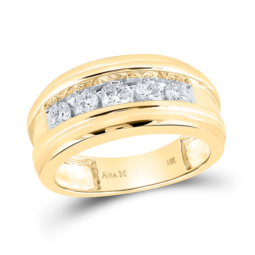 Image of ID 1 14k Yellow Gold Round Diamond Wedding Channel Set Band Ring 1 Cttw
