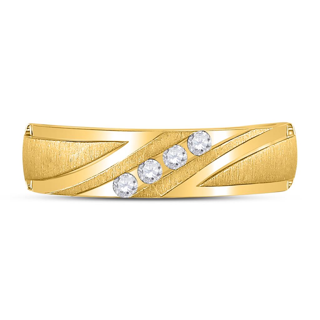 Image of ID 1 14k Yellow Gold Round Diamond Wedding Channel-Set Band Ring 1/6 Cttw