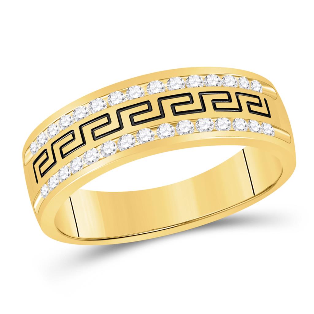 Image of ID 1 14k Yellow Gold Round Diamond Wedding Grecco Band Ring 1/2 Cttw
