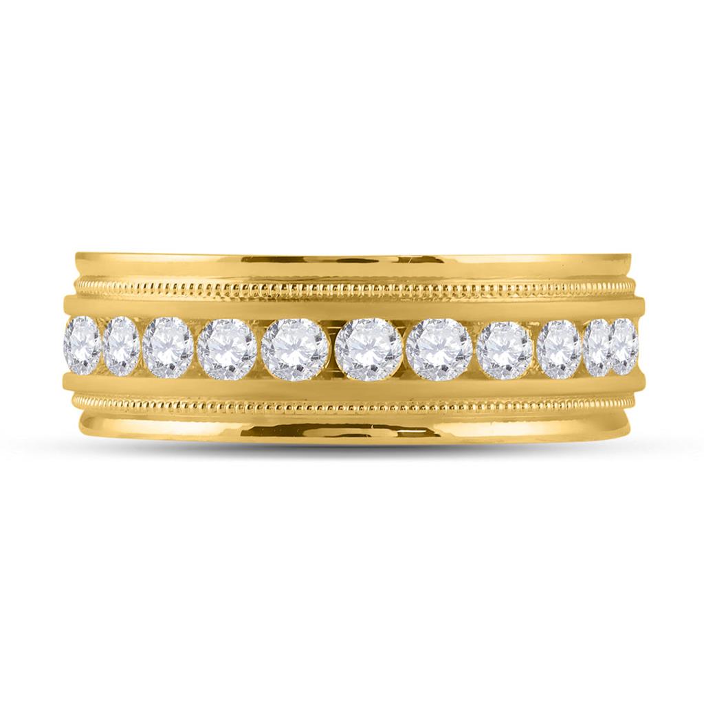 Image of ID 1 14k Yellow Gold Round Diamond Wedding Single Row Band Ring 1 Cttw