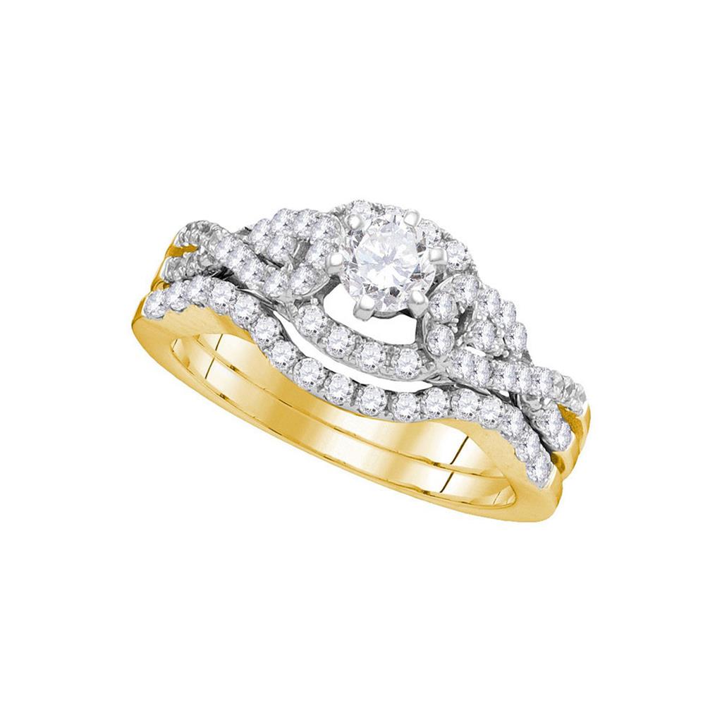Image of ID 1 14k Yellow Gold Round Diamond Woven Twist Bridal Wedding Ring Set 1 Cttw (Certified)