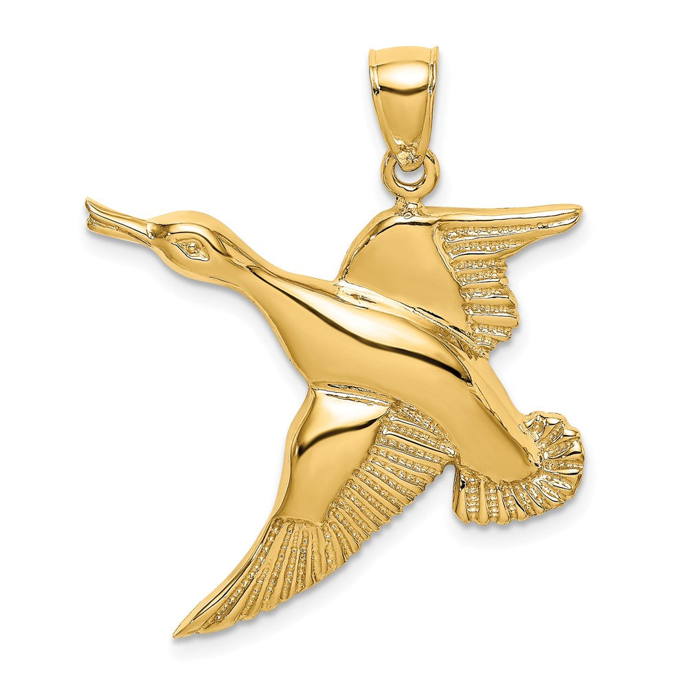 Image of ID 1 14k Yellow Gold Textured Flying Duck Charm