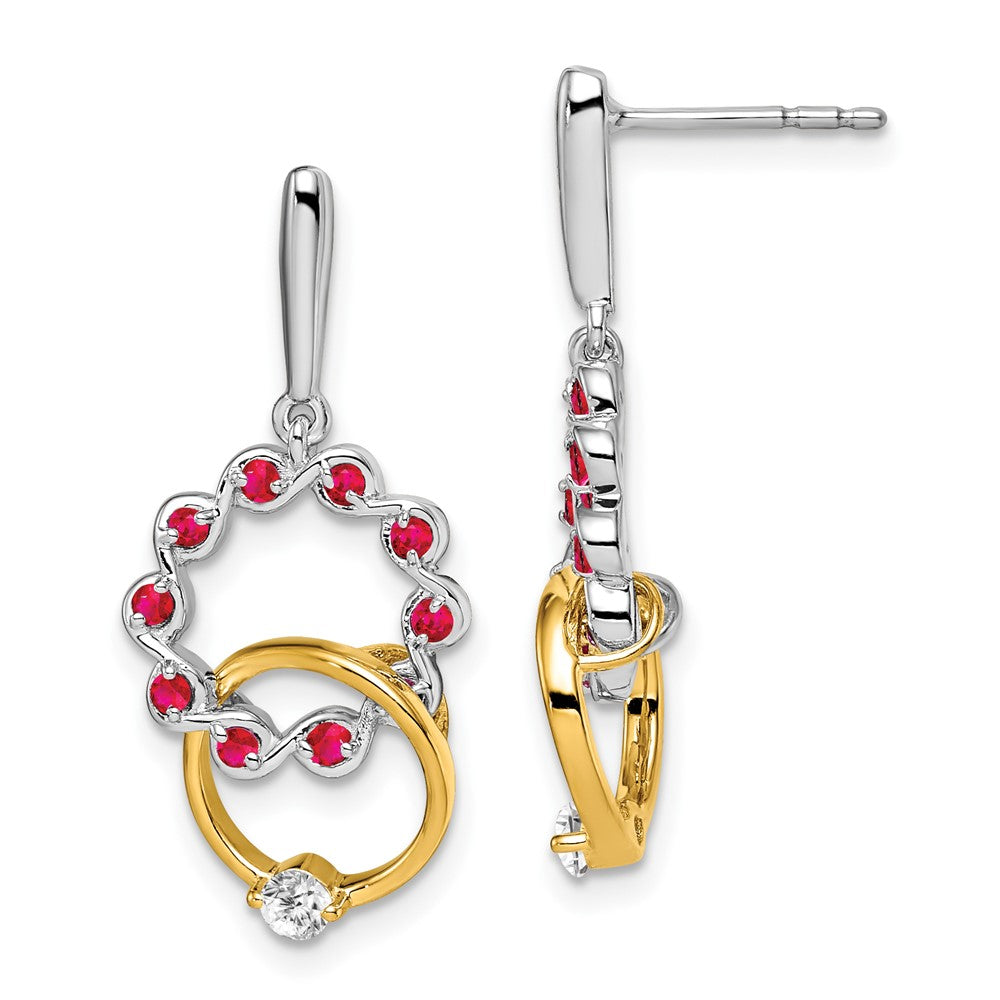 Image of ID 1 14k Yellow Gold Two-tone Ruby and Real Diamond Earrings