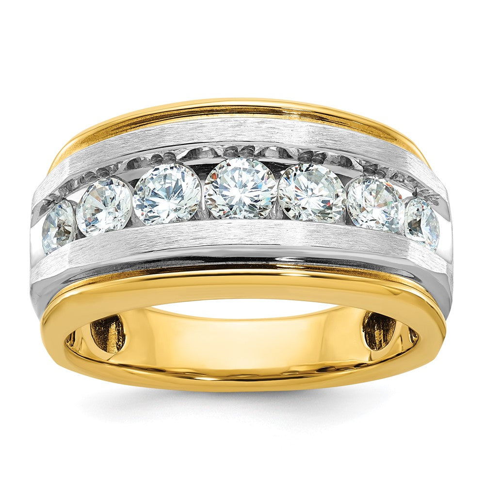 Image of ID 1 14k Yellow & Rhodium Gold with White Rhodium Men's Satin Finish 15 carat Diamond Complete Ring