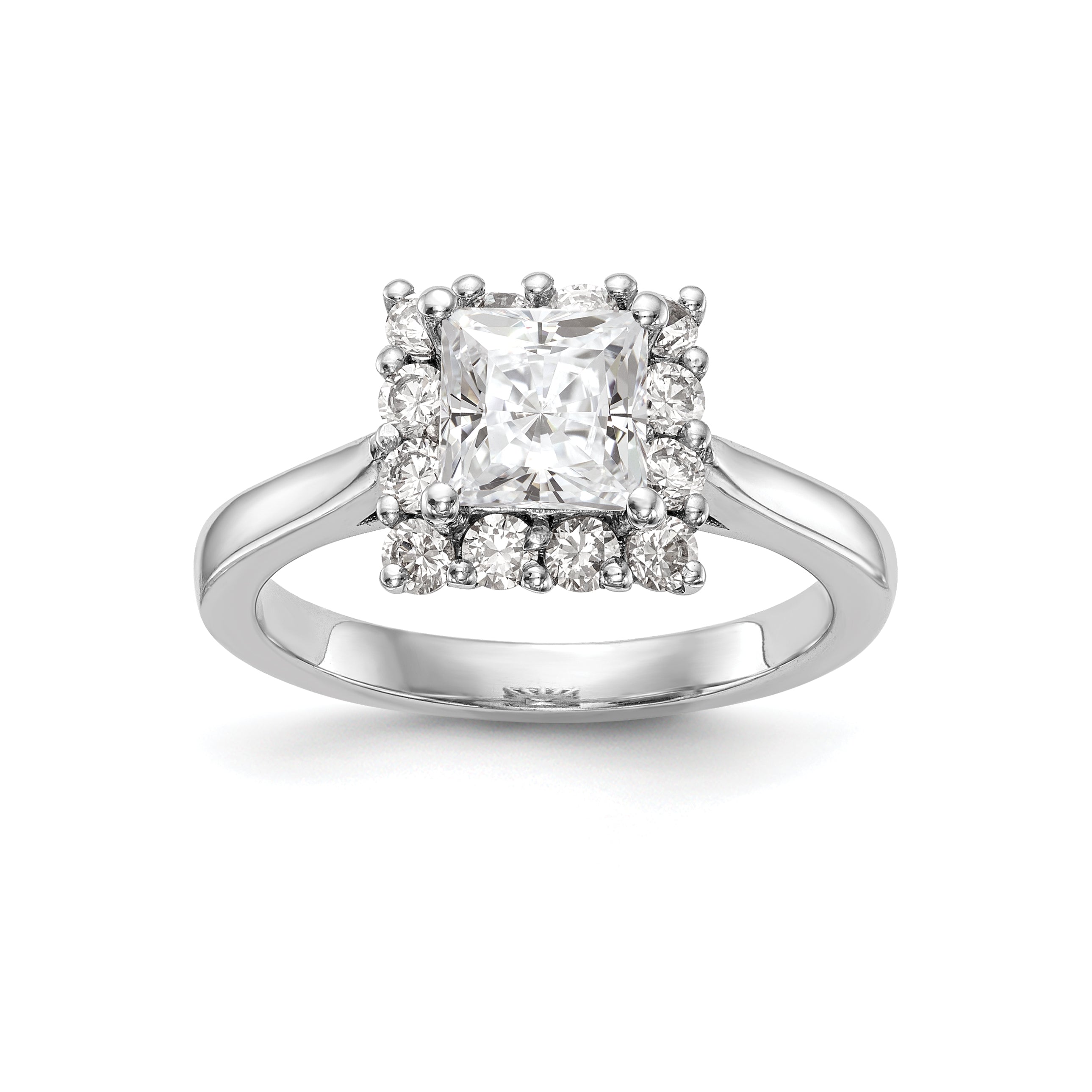 Image of ID 1 14kw Princess Halo Engagement Simulated Diamond Ring