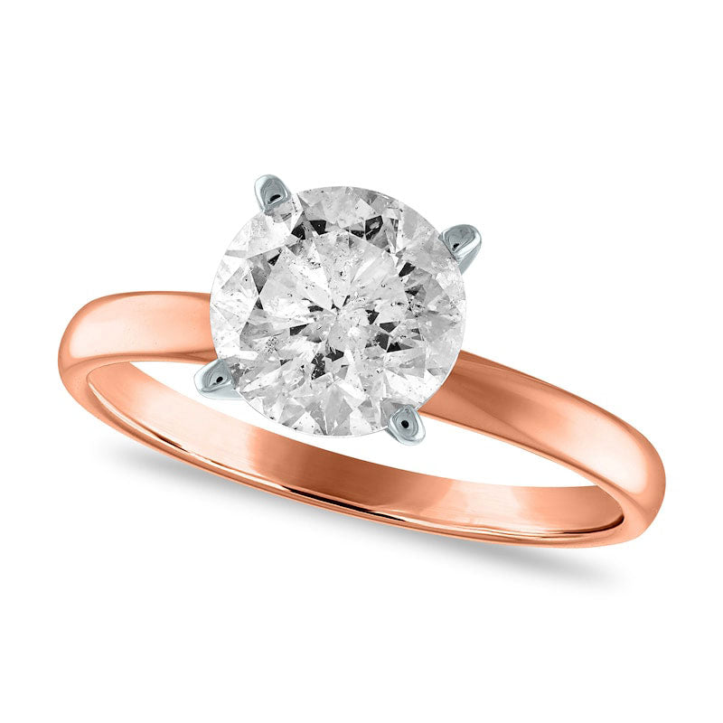Image of ID 1 15 CT Certified Natural Clarity Enhanced Diamond Solitaire Engagement Ring in Solid 14K Rose Gold (I/I2)