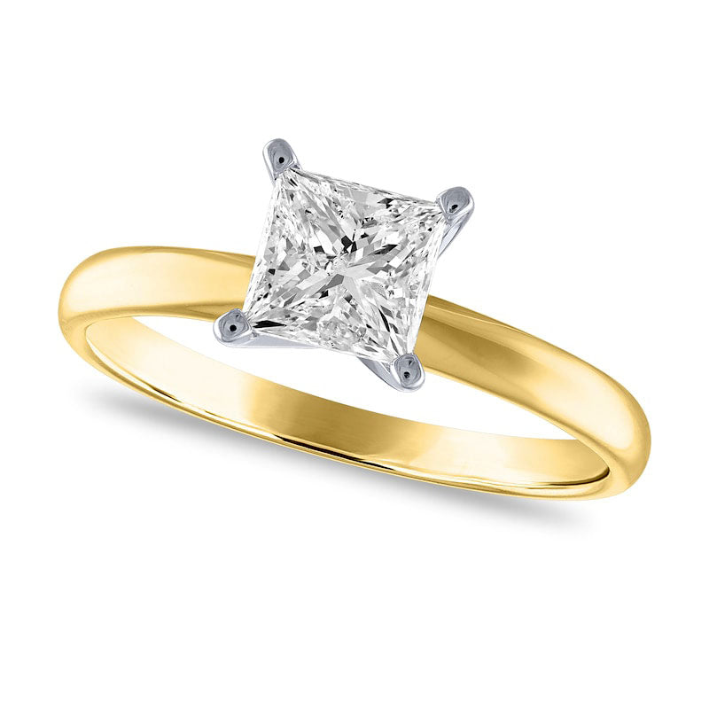 Image of ID 1 15 CT Certified Princess-Cut Natural Clarity Enhanced Diamond Solitaire Engagement Ring in Solid 14K Gold (I/I2)