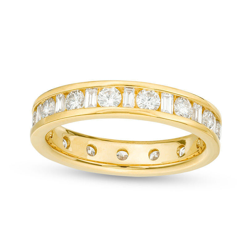 Image of ID 1 15 CT TW Baguette and Round Natural Diamond Eternity Band in Solid 14K Gold (H/SI2)